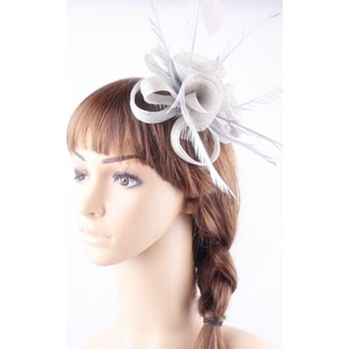 Grey or 21Colors DIY Small Roses Fascinators Hair Comb Sinamay Fashion Feather Headdress Elegant Women Church Party Accessories