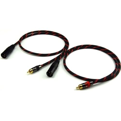 1 Pair Hifi RCA to XLR Cable High Quality 4N OFC 2 RCA Male to 2 XLR Male Cable