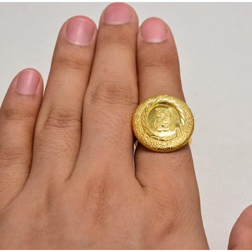 Annayoyo Dubai Walking show Gold Color Ring for Women Girls Arabian Middle East Jewellery Little Bangs Woman Mama Best Gifts