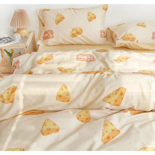 Cheese pattern bedding set big double bed lotus leaf gentle lovely girl room decoration quilt cover set fitted sheet