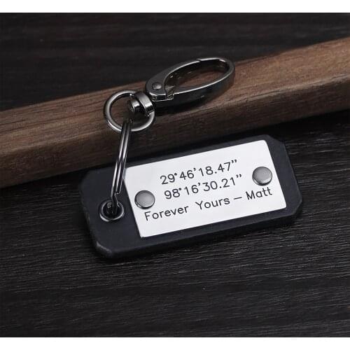 GPS Leather keychain-Leather Latitude Longitude Keychain - Anniversary, Wedding, Valentines, Groomsmen Gfit