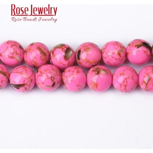 Natural Magenta Shell Howlite Stone Round Beads for Jewelry Making 4-12 mm Turquoises Spacer Beads Diy Handmade 15" Strand