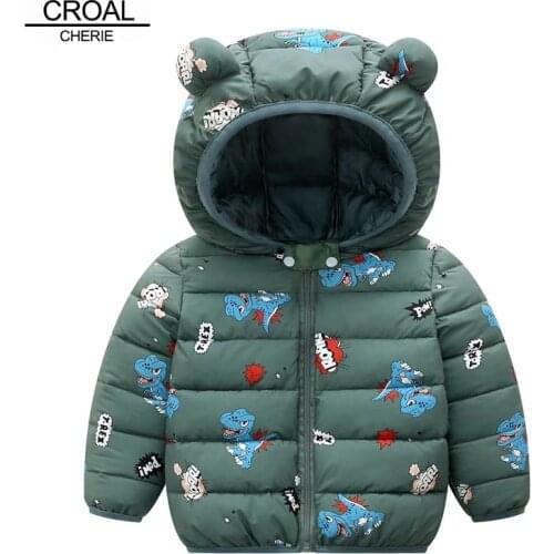 CROAL CHERIE Winter Autumn Jacket For Girls Boys Dinosaur Childrens Winter Baby Girls Jackets Winter Parkas Clothing