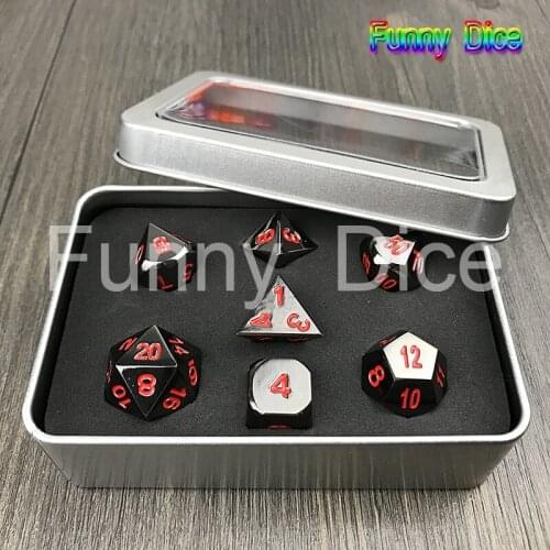 HOT DICE D4 D6 D8 D10 D% D12 D20 Metal Dice set with Red Digital Plus Metal Boxes Fun Family Game Dice