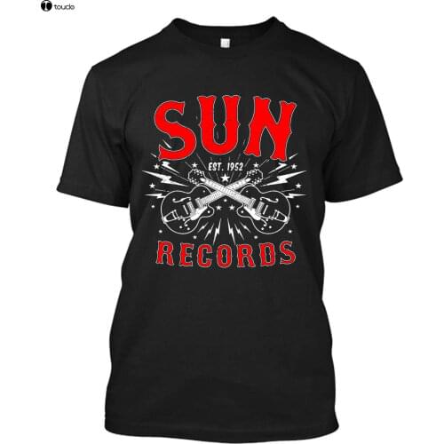 Mens Summer Sale 100 % Cotton T Shirt Sun Guitar Logo Rockabilly Music - Black Custom MenS T-Shirt Teefunny Tee Shirts