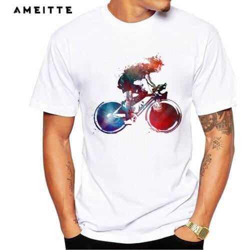 2019 AMEITTE Fashion Cyclist T-Shirt Mens Hipster Bicycle Printed T Shirt High Quality Geek Style Fitness Workout Tops Tee