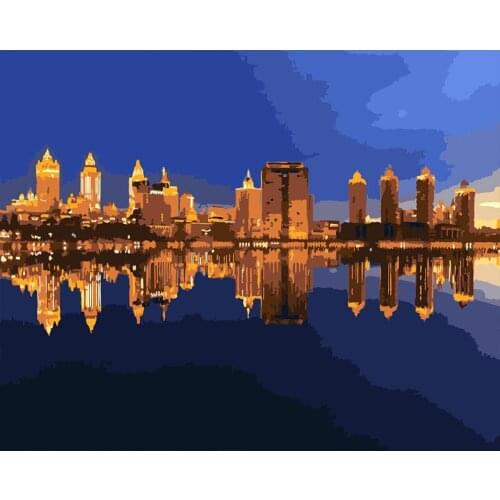 DIY Painting By Numbers Night city landscape scenery Drawing On Canvas HandPainted Painting Art Gift DIY Home Decoration