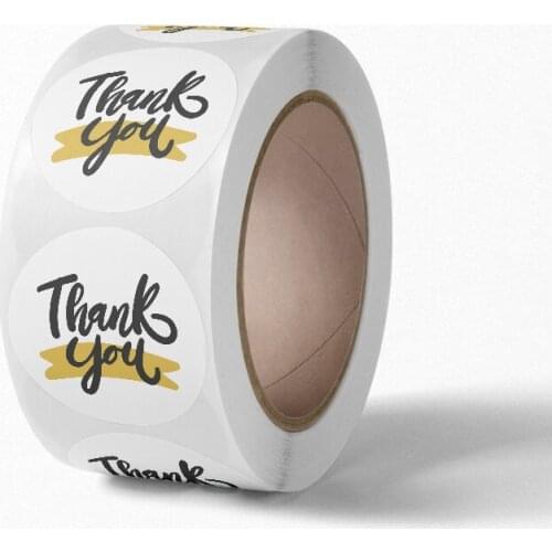 J023 Yellow Color Print Round Thankyou Adhesive Sticker 2.5cm Diameter Circle Full Color Printing Coated Paper Label