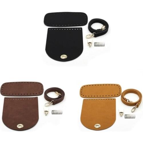 3Pcs/Set Artificial Leather Shoulder Bag Bottom Strap Replacement for DIY Knitting Crochet Handbag Sewing Accessories
