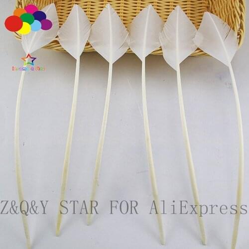 Natural 25-30CM Turkey Nest Forest Feather Shear Tip Dyed White DIY Craft Headdress Fitting Feather