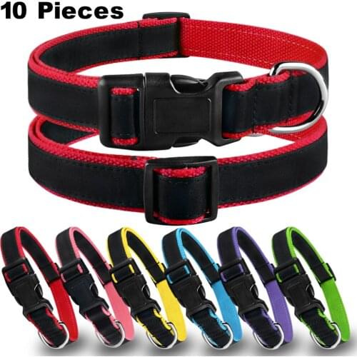 Nylon Custom Dog Collars Personalized Embroidery Pet Dog Tag Collar Adjustable Puppy Nameplate ID Collars For Small Large Dog