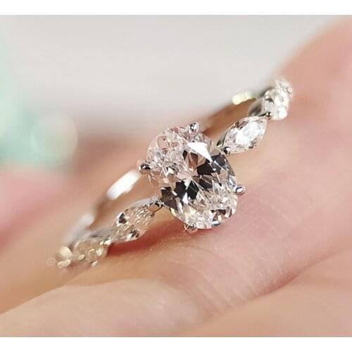 New Exquisite Dove Egg Zircon Wedding Ring Female Ins European and American Net Red Engagement Ring Jewelry