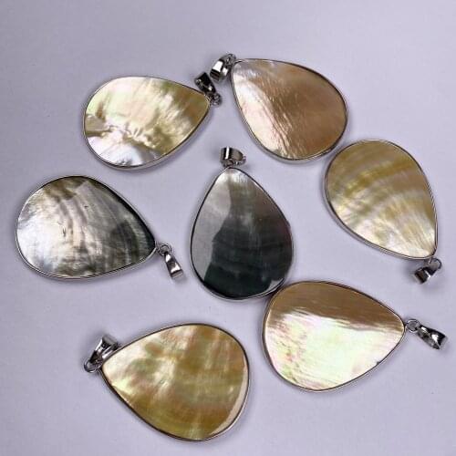 Natural Shell Pendants Waterdrop Shape Mother Of Pearl Black Shell Charms For Jewelry Making Women Necklace Bracelet Gift