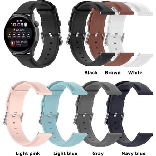 22mm Leather Watch Band Round Tail Watch Strap Spare Parts for Watch3 Watch3 Pro