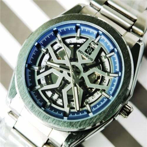 BEN NEVIS 2020 Brand Luxury Mechanical Watches Skeleton Dial Spider Face Silver Stainless Watch For Men Relogio Masculino Clock