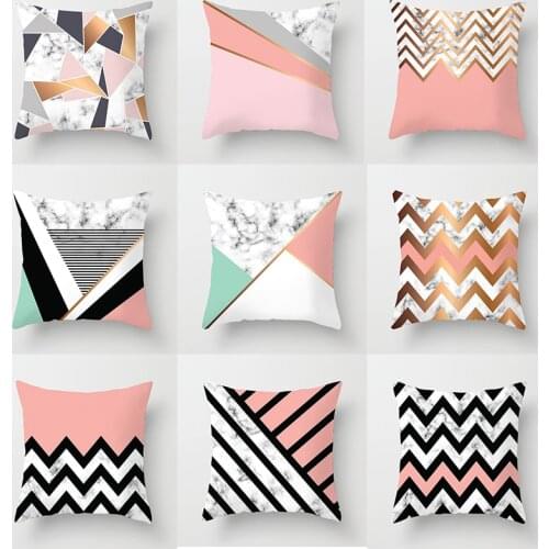 Rose Gold Cushion Cover Home Decor Chevron Triangle Marble Arrow Glitter Throw Pillows Wedding Christmas Decoration Pillowcase