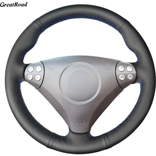 Hand-stitched Black Genuine leather Car Steering Wheel Cover for Mercedes Benz SLK-Class W170 W171 SLK 2004-2008 C230 Komp