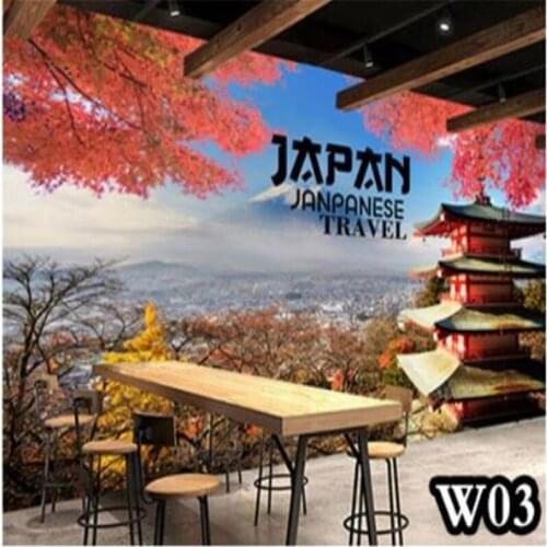 Famous Japanese Buildings Mount Fuji Photo Self Adhesive Wallpaper 3D Sushi Restaurant Hotel Decor Mural Papel De Parede 3d