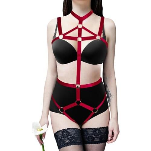 Sexy Festival Rave Women Harness Belt Elastic Strappy Hollow Out Full Body Harness Cage Bra Stocking Bandages Crop Tops Bralette
