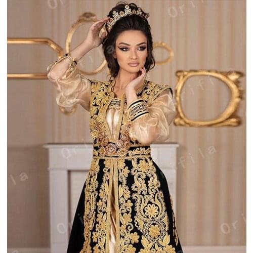 Modest Traditional Kosovo Albanian Robes Black Evening Dresses Women Party Night 2021 Lace Prom Dress vestido De Fiesta De Boda