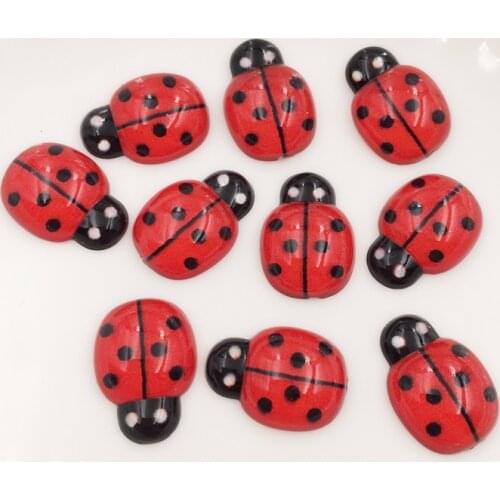Resin 19mm*14mm big Cute Red Beetle Flatback Cabochon Rhinestone 25pcs DIY Scrapbook Decor Home Crystal Figurines Craft