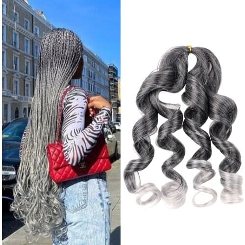 Spiral Curls Synthetic Loose Wave Crochet Braids Hair Extensions Pre Stretched Braiding Hair For Black Women Hair 22Inch