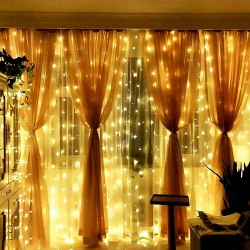 10pcs Solar powered LED Curtain Fairy String Light 3M*3M 300LED Wedding Party Home Garden Wall Window Twinkle Decoration