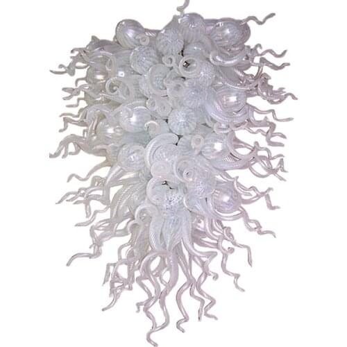 Unique Chandelier White Color Hand Blown Glass LED Chandelier Living Room Hanging Lamp Customized 120 CM