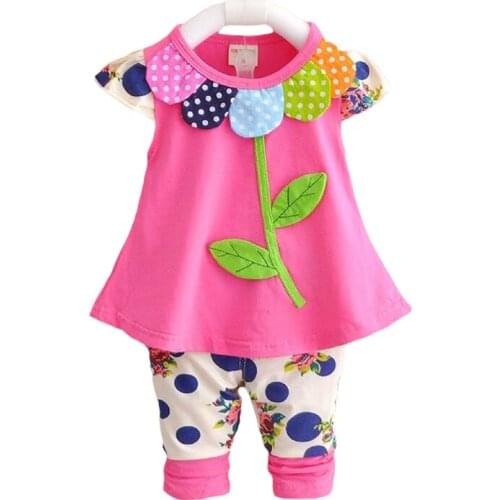 Yzxy 2019summer Girls Clothing Sets Baby Kids Clothes Suit Children Sleeveless Flower T-shirt +pants Roupas Infantil Meninas