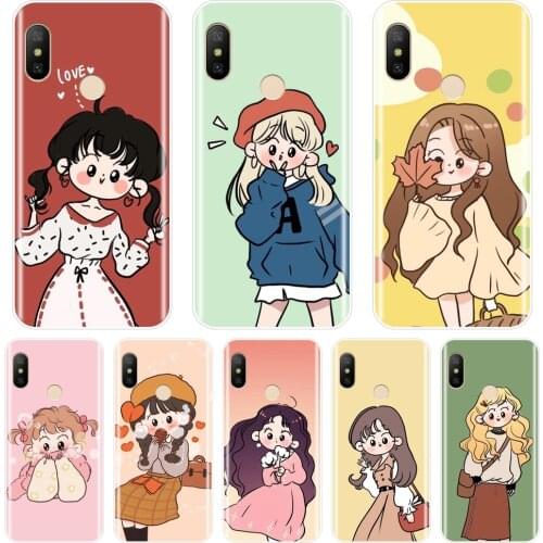 Japanese Girl Back Cover For Xiaomi Mi 5 5C 5S 5X 6 6X Plus Soft Silicone Phone Case For Xiaomi Mi A1 A2 Lite 8 SE Mi5 Mi6 Mi8