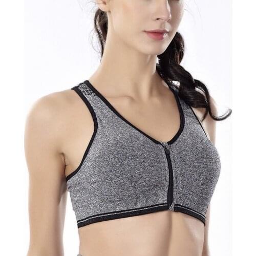 Womens Sports Breathable Bra Padded Push Up Front Zipper Top Fitness Gym Workout Running Sport Home Daily Intimates Underwear
