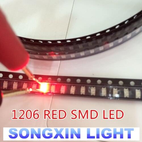 1000PCS Free Shipping 1206 red light light-emitting diode SMD LED 3216 Diodes SMD 1206 led 620-625NM 100-120MCD 2,0-2.6V 3.2*1.6
