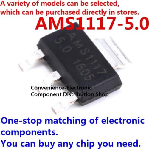 20PCS/PACK AMS1117 AMS1117-5.0 5.0V 5V IC chip linear LDO integrated chip SOT-223 SMD regulated power supply step-down IC