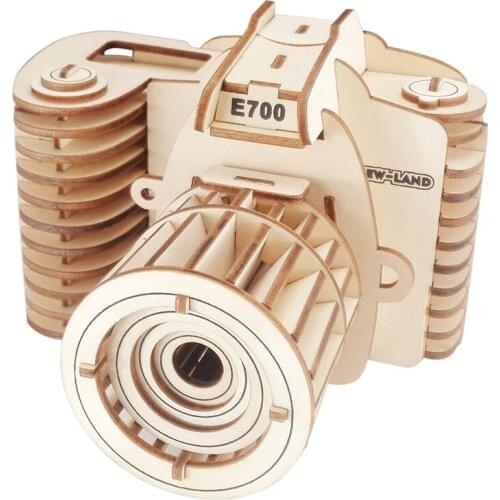 3D Camera Wooden Puzzle Toys Diy Jigsaw Assembly Model Children Games Educational Simulation Toys For Kids Adult Gifts Art Craft