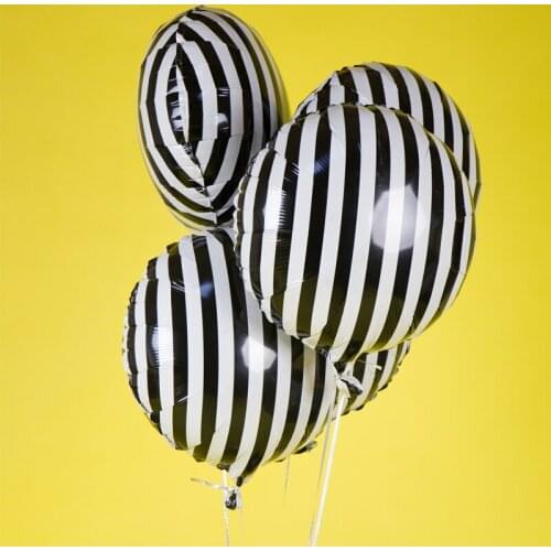 5pcs 18inch Fashion Black White stripe Foil Balloon Helium Air Ball Wedding Party Birthday Party Baby Shower Decoration Globos