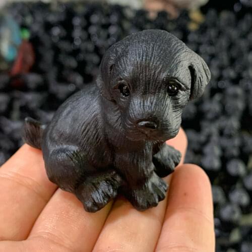 50mm Natural obsidian quartz crystal carving dog skull Reiki healing