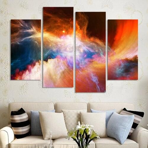 Free shipping 4 piece large canvas art cheap modern abstract Purple pictures oil painting landscape wall decor