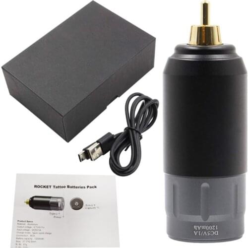 Wireless Mini Tattoo Machine Power Supply 1200mAh Rechargeable RCA Connection Portable Professional Tattoo Pen Equipment