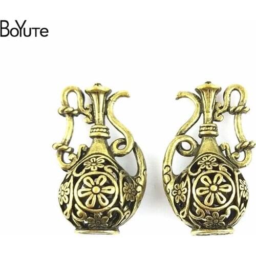 BoYuTe (10 Pieces /lot) 35*20MM Antique Bronze Plated Metal Hollow Tea Pot Charms Pendants for Jewelry Findings