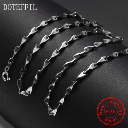 Women Men S925 Silver Necklace Charm Fashion 100% Sterling Silver 50cm Melon seeds Chain Necklace Men Womens Jewelry