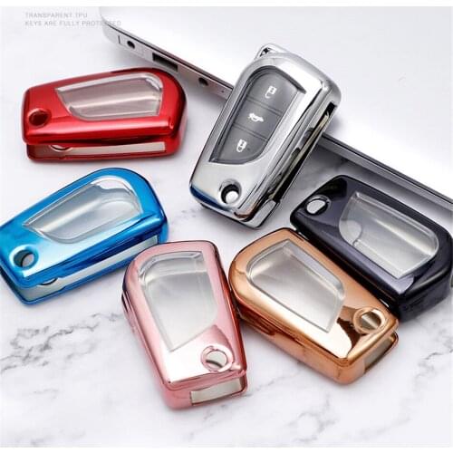 360° Protection TPU Car Key Case For TOYOTA Key Cover Anti-wear Transparent Key Shell For TOYOTA uris Corolla Avensis Verso Yari