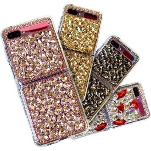 Full Bling Crystal Diamond Case Cover For Samsung Galaxy Z Flip 4G 5G Z Flip3 Z Fold 2 3 Fashion DIY Handmade Rhinestone Fundas