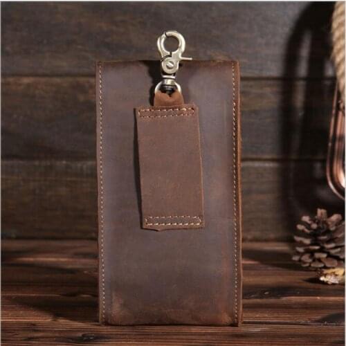 6.0inch Genuine Leather Mobile Phone Cover Case Pocket Hip Belt Pack Waist Bag Father Gift for Huawei Y3 Y5 Y6 II Mate 9 P20