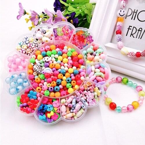 Kids Handmade DIY Beads Toys For Girls Wear Beads With Accessory Set Creative Sunflower Children Handicraft Jewelry Making Toys