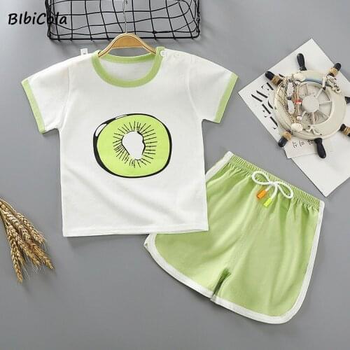 Kids Boy Summer Clothing Sets Children 2pcs Short Sleeve T Shirt+shorts Suit Infant Girl Cotton Tee Baby cute Clothes 1-5 Years