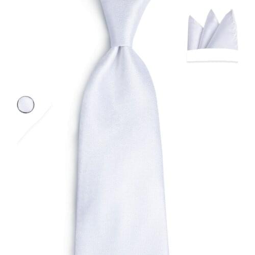 DiBanGu White Mens Tie 8cm Width 100% Slik Ties Gravatas For Men Wedding Party Business Custom Logo Brand Man Gift N-7031