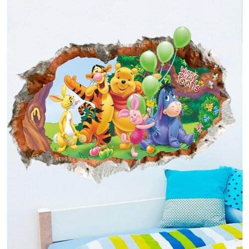 Disney Toy Stickers Winnie the Pooh Friends Wall Stickers for Kids Rooms Decoration Sticker Kids Gift Stickers 3D PVC Wall Decal