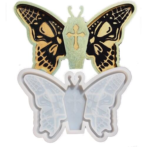 DIY Halloween Butterfly Skull Plate Crystal Epoxy Resin Mold Butterfly Storage Tray Silicone Mold