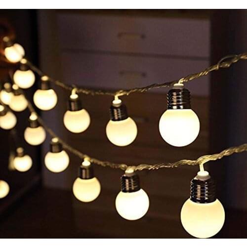 Battery Operated 10/20LED G50 Globe Bulb Festoon String Lights Outdoor Waterproof Christmas Wedding Garden String Garland