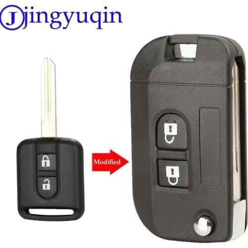 Jingyuqin 2B Folding Remote Car Key Shell Case Fob Cover For Nissan Qashqai primera Micra Navara Almera